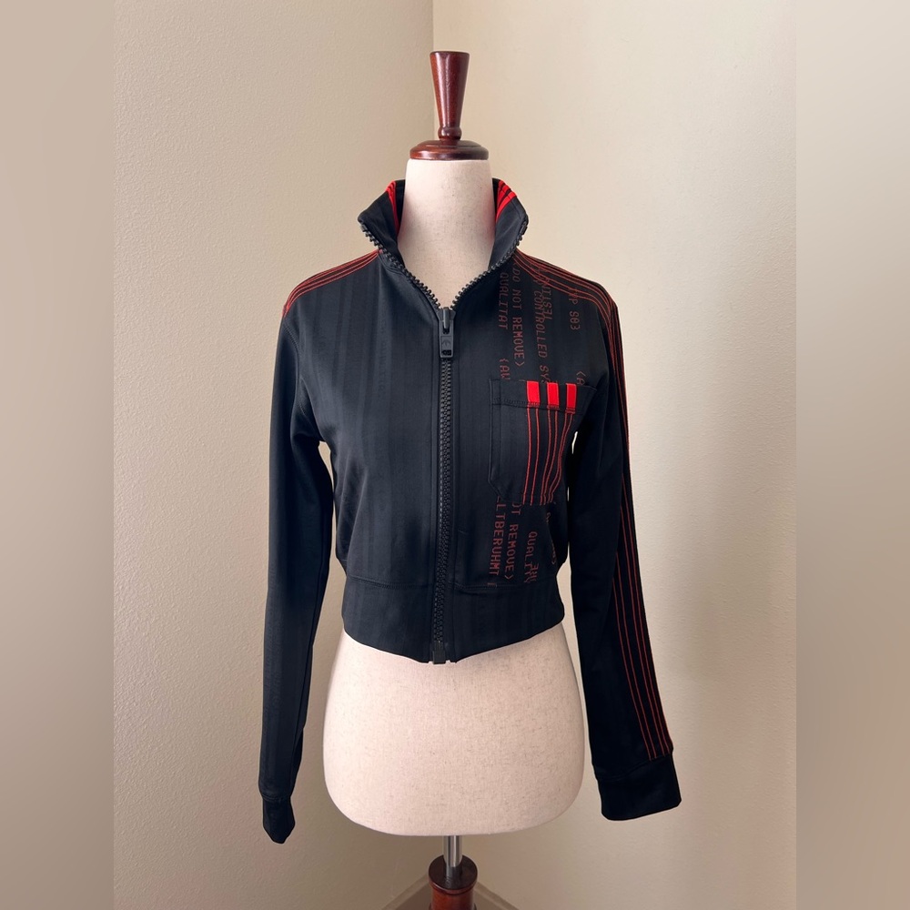 Adidas x Alexander Wang Black and Red Activewear Cropped Zipup Jacket - XS